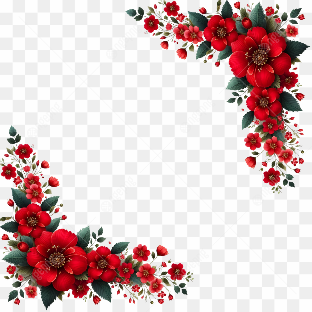 Red Flowers Corner Frame Dual