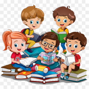 Kids Reading Book Cluster Clipart
