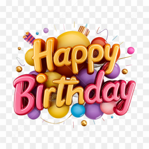 Festive Birthday Colorful Balloons Text